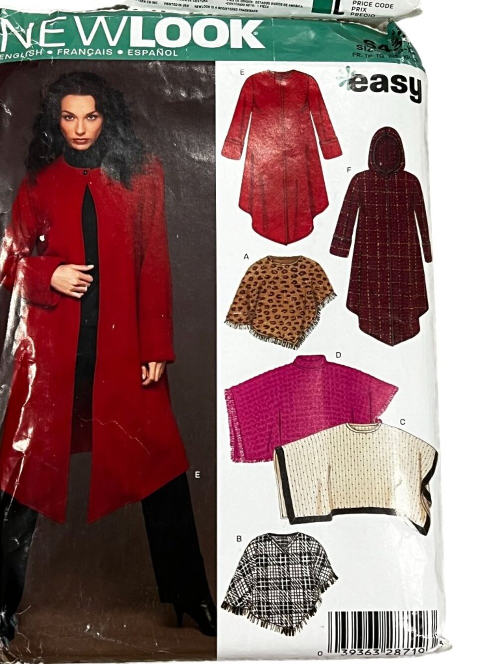 New Look Sewing Pattern 6432 Misses' Capes & Poncho Uncut